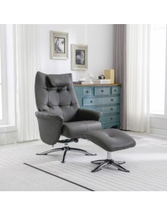 Stoke Recliner Chair & Ottoman - Dark Grey