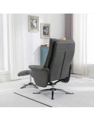Stoke Recliner Chair & Ottoman - Dark Grey