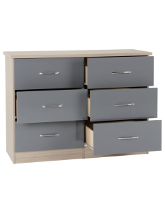 Nevada 6 Drawer Chest - Grey Gloss/Light Oak Effect Veneer 2
