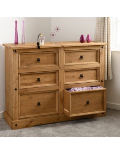 Corona 6 Drawer Chest - Distressed Waxed Pine