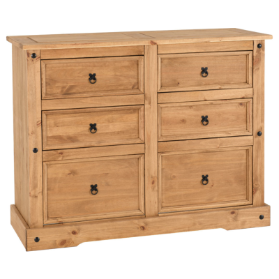 Corona 6 Drawer Chest - Distressed Waxed Pine