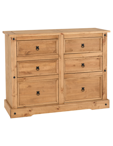 Corona 6 Drawer Chest - Distressed Waxed Pine