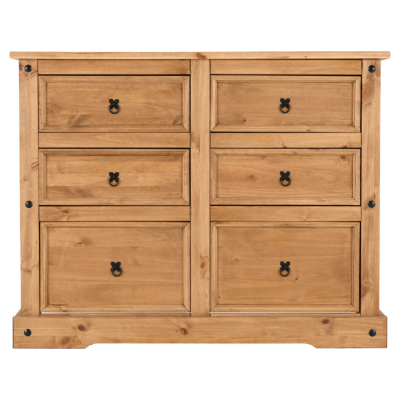 Corona 6 Drawer Chest - Distressed Waxed Pine