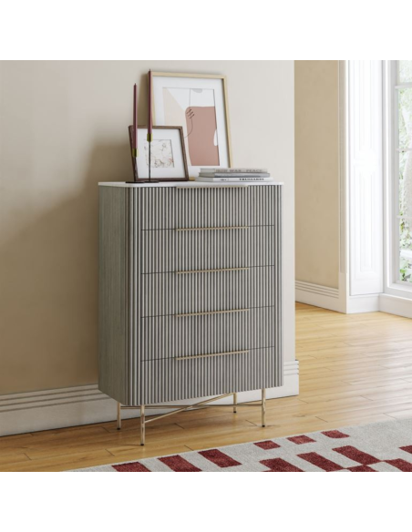 Lexington 5 Drawer Chest - Mango Charcoal/Marble