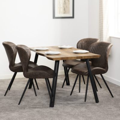 Quebec Wave Edge Dining Table - Medium Oak Effect