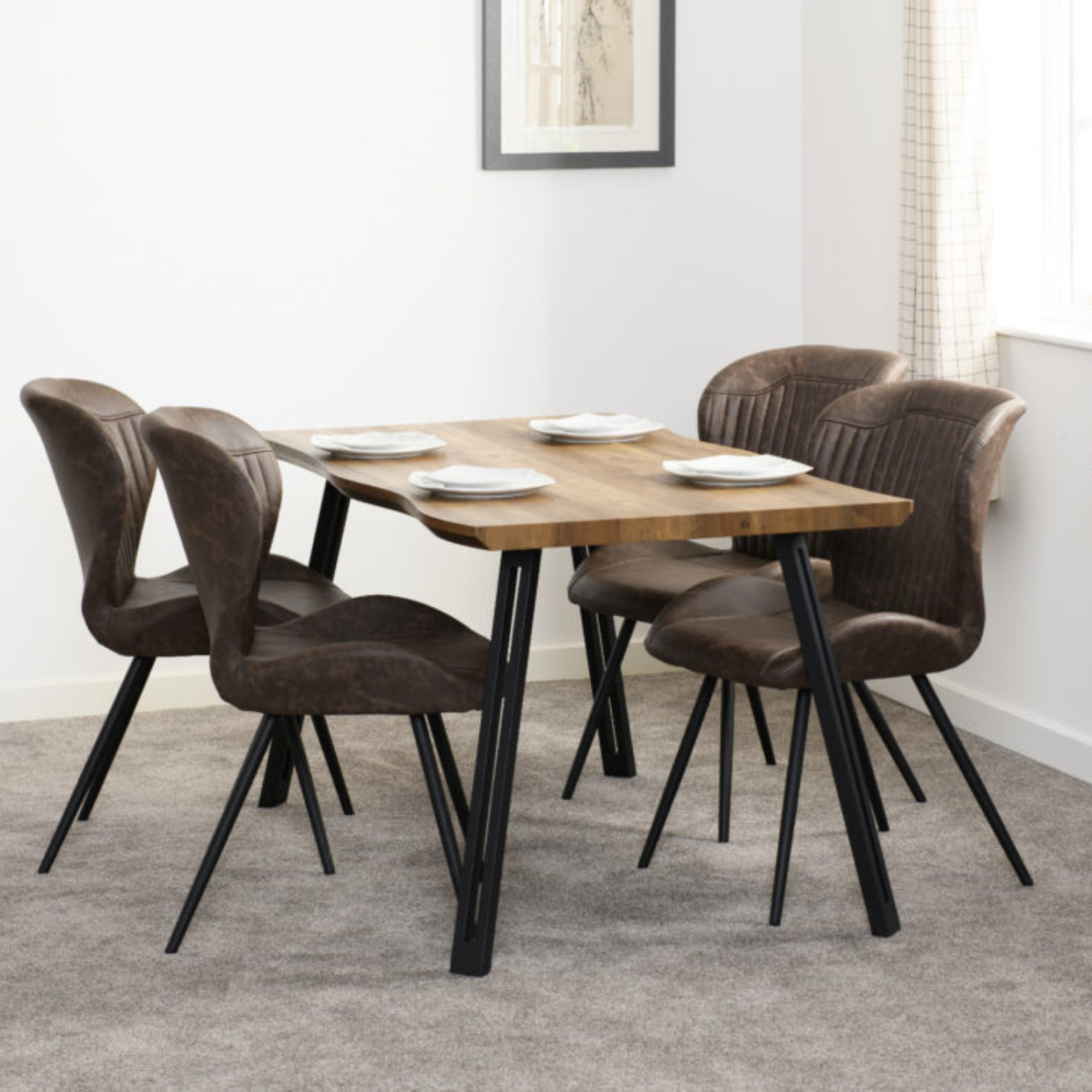 Quebec Wave Edge Dining Table - Medium Oak Effect