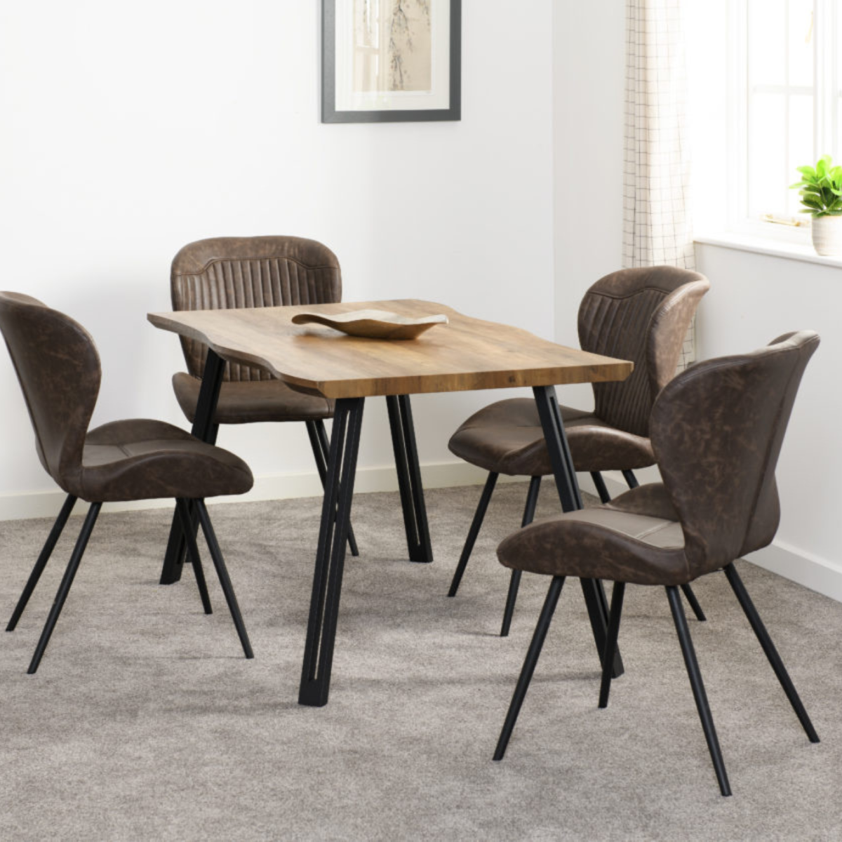 Quebec Wave Edge Dining Table - Medium Oak Effect