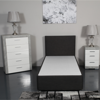 Designer 3FT Dream World Divan Base - Linen Charcoal