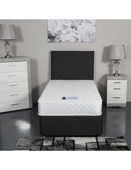 Designer 3FT Dream World Divan Base - Linen Charcoal