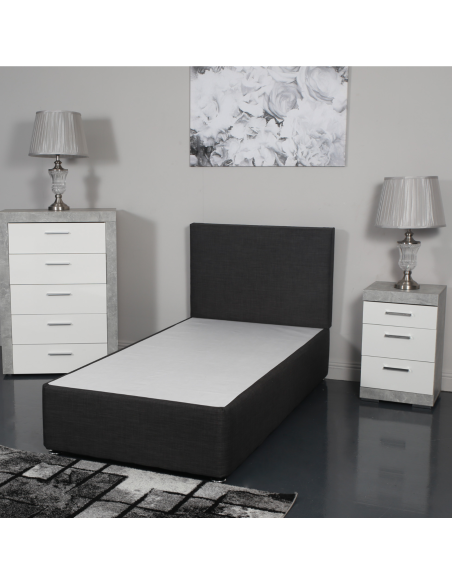 Designer 3FT Dream World Divan Base - Linen Charcoal