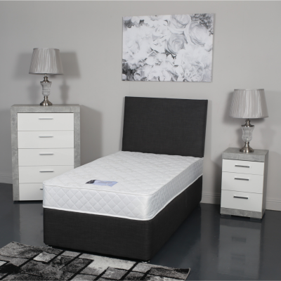 Designer 3FT Dream World Divan Base - Linen Charcoal