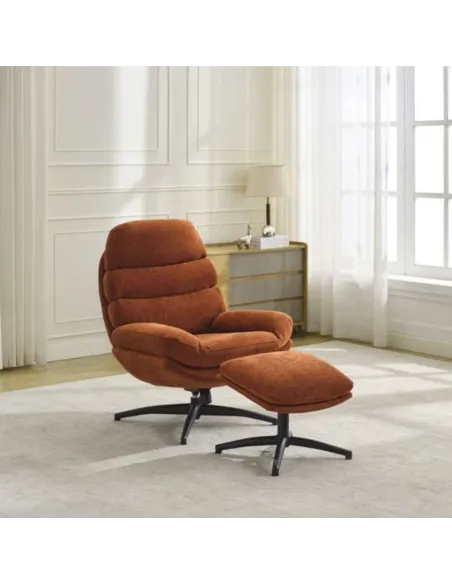 Howell Leisure Chair with Footstool - Rust