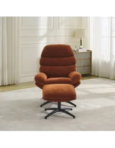 Howell Leisure Chair with Footstool - Rust 2