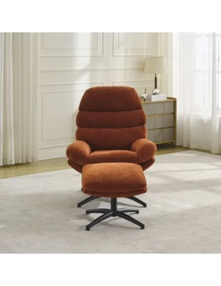 Howell Leisure Chair with Footstool - Rust
