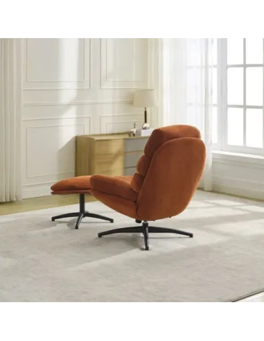 Howell Leisure Chair with Footstool - Rust