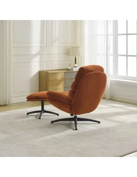 Howell Leisure Chair with Footstool - Rust