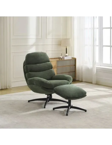 Howell Leisure Chair with Footstool - Winter Moss