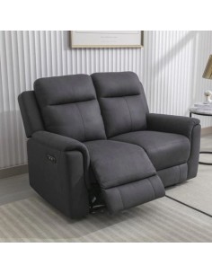 Raivis 2 Seater Power Recliner Sofa - Gunmetal