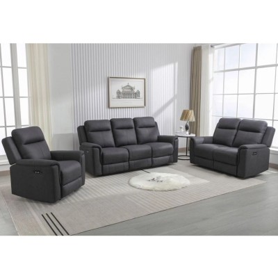 Raivis 2 Seater Power Recliner Sofa - Gunmetal