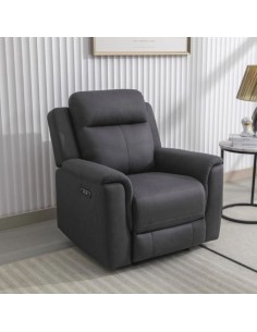 Raivis Power Recliner Armchair - Gunmetal