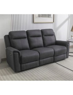 Raivis 3 Seater Power Recliner Sofa - Gunmetal