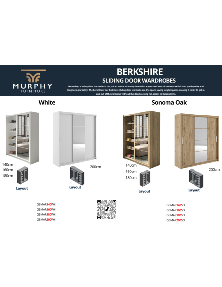 Berkshire 200 Sliding Door Wardrobe - White