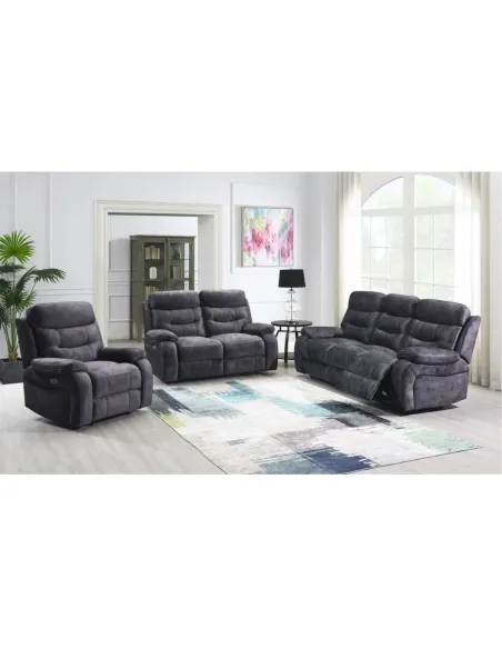 Alphons 3 Seater Power Recliner Sofa - Dark Grey