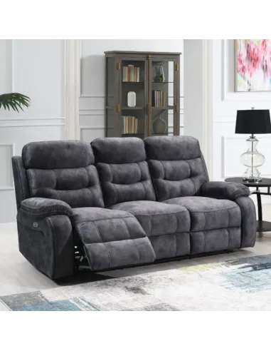 Alphons 3 Seater Power Recliner Sofa - Dark Grey