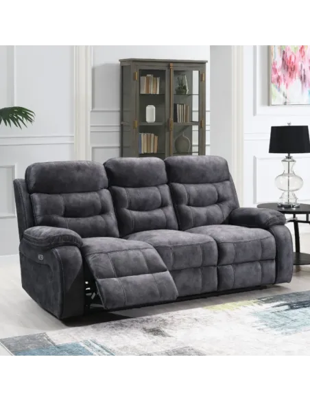 Alphons 3 Seater Power Recliner Sofa - Dark Grey