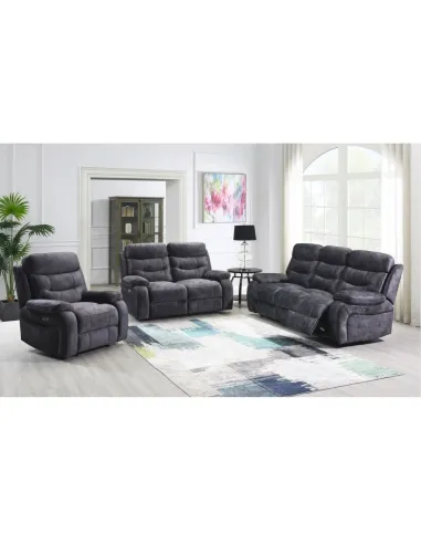 Alphons 3 Seater Recliner Sofa - Dark Grey