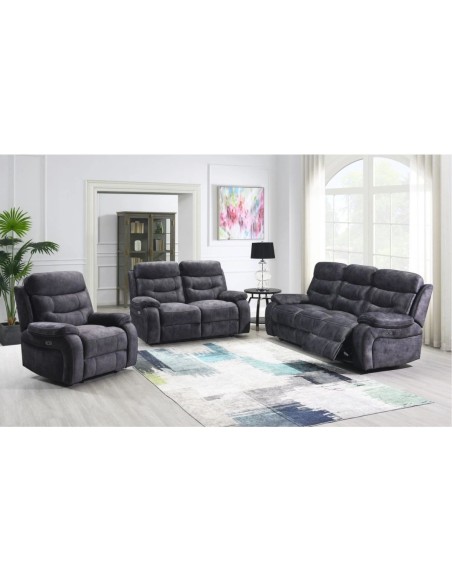 Alphons 3 Seater Recliner Sofa - Dark Grey