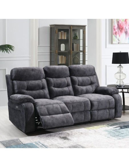 Alphons 3 Seater Recliner Sofa - Dark Grey
