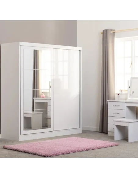 Nevada 2 Door Slider Wardrobe - White Gloss