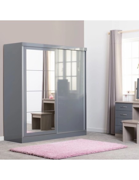 Nevada 2 Door Slider Wardrobe - Grey Gloss