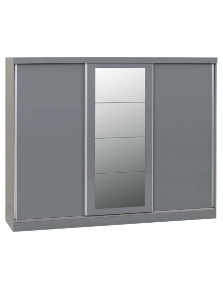 Nevada 3 Door Slider Wardrobe - Grey Gloss
