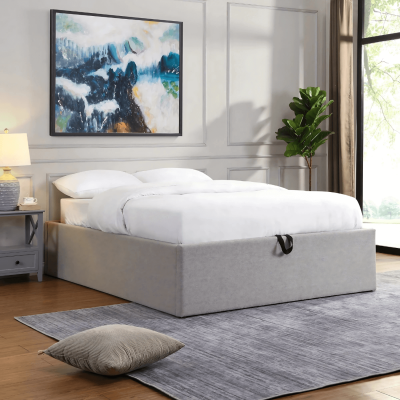 Oasis 4FT6 Storage Bedframe - Grey Linen