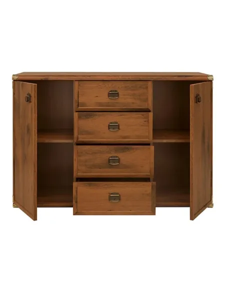 Cornwall 2 Door 4 Drawer Wide Chest - Shutter Oak