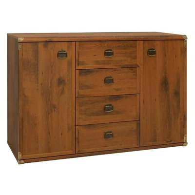 Cornwall 2 Door 4 Drawer Wide Chest - Shutter Oak