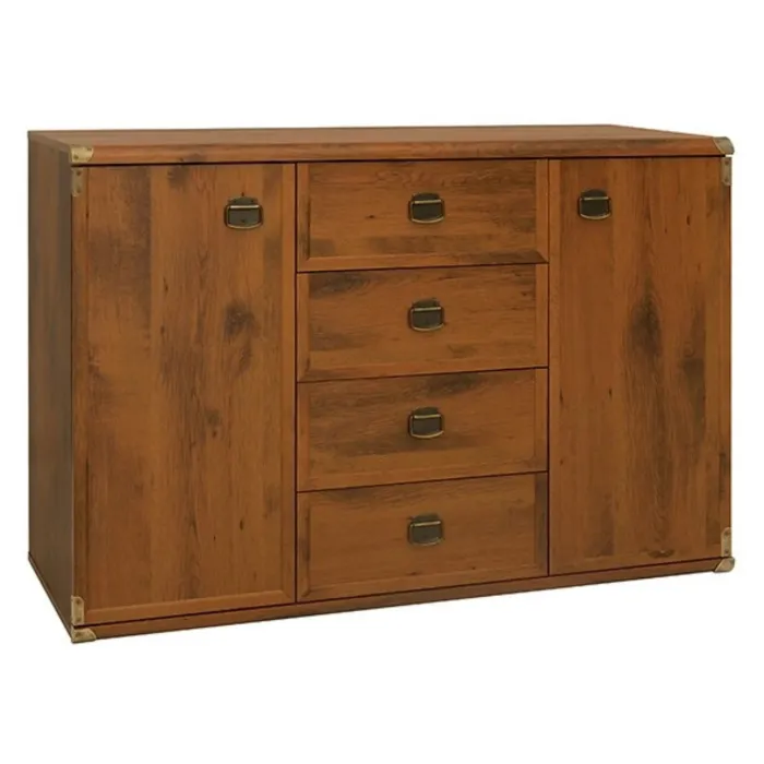 Cornwall 2 Door 4 Drawer Wide Chest - Shutter Oak