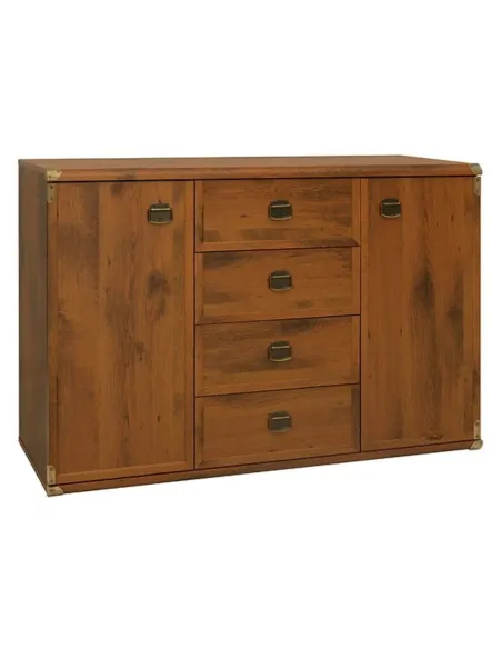 Cornwall 2 Door 4 Drawer Wide Chest - Shutter Oak