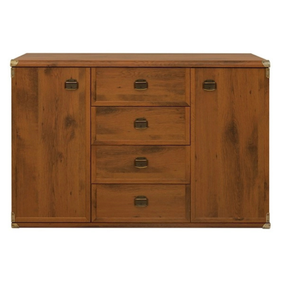 Cornwall 2 Door 4 Drawer Wide Chest - Shutter Oak