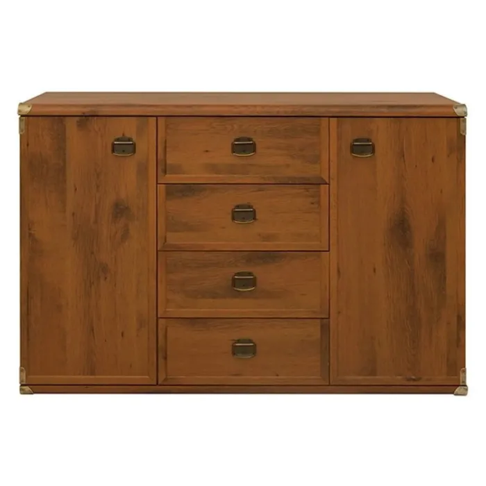 Cornwall 2 Door 4 Drawer Wide Chest - Shutter Oak