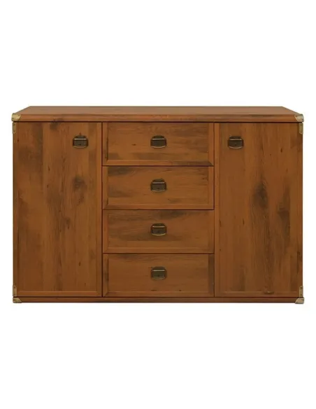 Cornwall 2 Door 4 Drawer Wide Chest - Shutter Oak
