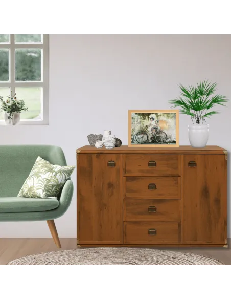 Cornwall 2 Door 4 Drawer Wide Chest - Shutter Oak