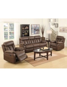 Orland 3 Seater Manual Recliner Sofa - Brown/Tan Leathaire 2