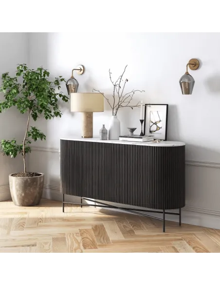 Lantine Large Sideboard - Mango Charcoal/Marble