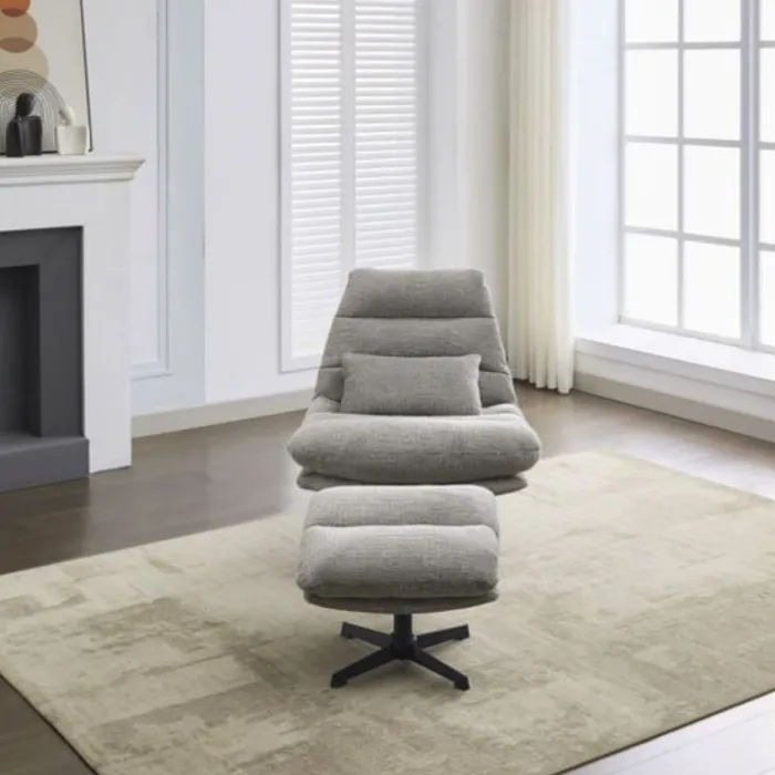 Columbia Leisure Chair with Footstool - Grey