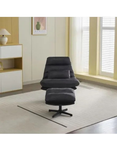Columbia Leisure Chair with Footstool - Dark Grey