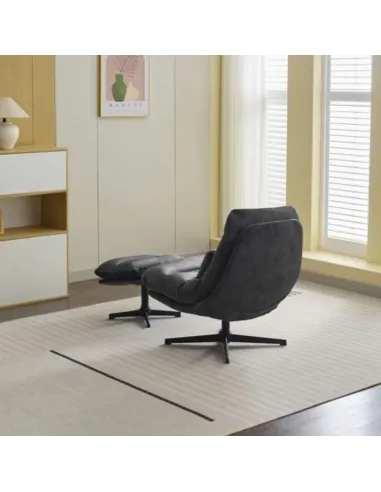 Columbia Leisure Chair with Footstool - Dark Grey