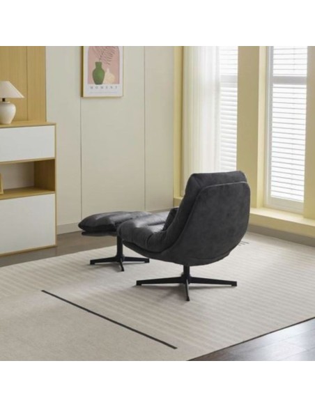 Columbia Leisure Chair with Footstool - Dark Grey